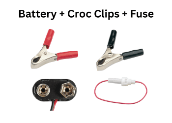 Battery + Croc Clip + Fuse Connectors